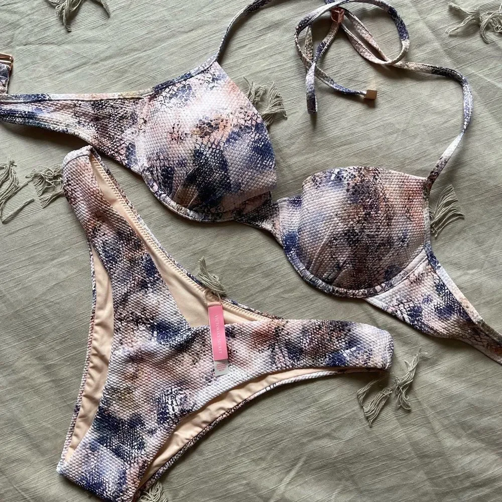 Sexy Victoria’s Secret Snake Print Bikini Set - Picture 2 of 5